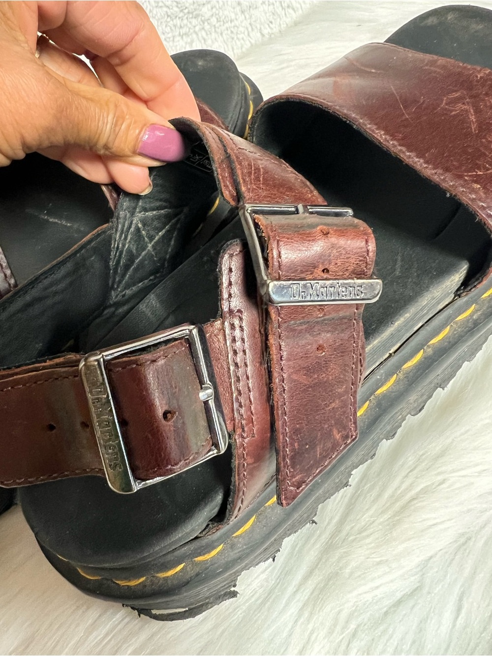 Dr. Martens Brown Leather Platform Sandals - Picture 3 of 7